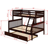 Twin/Full Mission Bunk Bed In Dark Cappuccino Finish