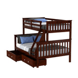 Twin/Full Mission Bunk Bed In Dark Cappuccino Finish