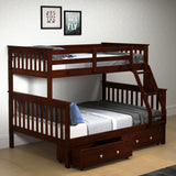 Twin/Full Mission Bunk Bed In Dark Cappuccino Finish