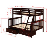 Twin/Full Mission Bunk Bed In Dark Cappuccino Finish