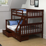Twin/Full Mission Bunk Bed In Dark Cappuccino Finish