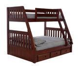 Donco Twin/Full Mission Bunkbed #color_Merlot