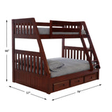 Donco Twin/Full Mission Bunkbed #color_Merlot