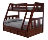Donco Twin/Full Mission Bunkbed #color_Merlot