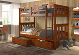 Twin/Twin Mission Bunk Bed In Light Espresso Finish