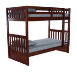 Donco Twin/Twin Mission Bunkbed #color_Merlot