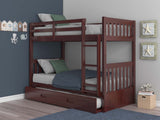 Donco Twin/Twin Mission Bunkbed #color_Merlot