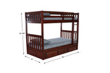 Donco Twin/Twin Mission Bunkbed #color_Merlot