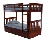 Donco Twin/Twin Mission Bunkbed #color_Merlot