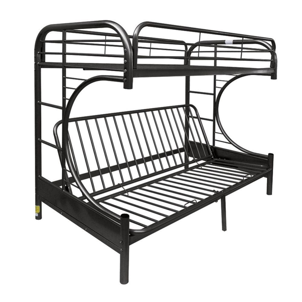 Eclipse Twin/Full Futon Metal Bunk Bed #color_Black