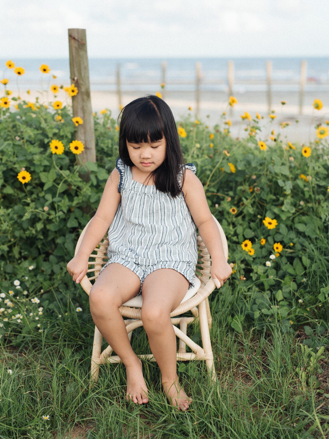 Rainbow Rattan Kids Chair - Natural