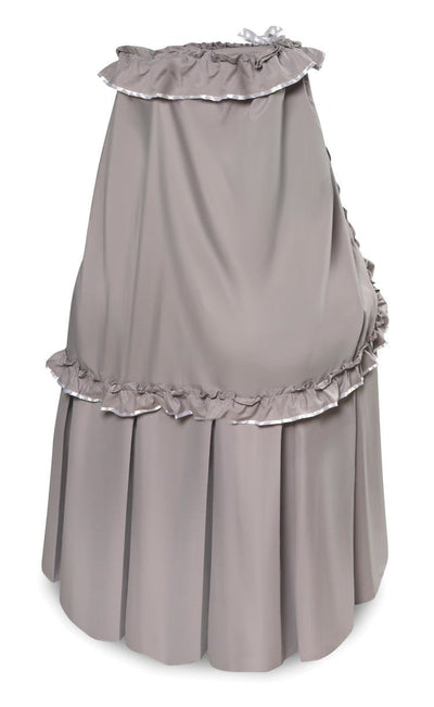 Gray Empress Round Baby Bassinet with Canopy – Elegant and cozy bassinet with a charming canopy for a dreamy nursery – MonkeyBunks.com.