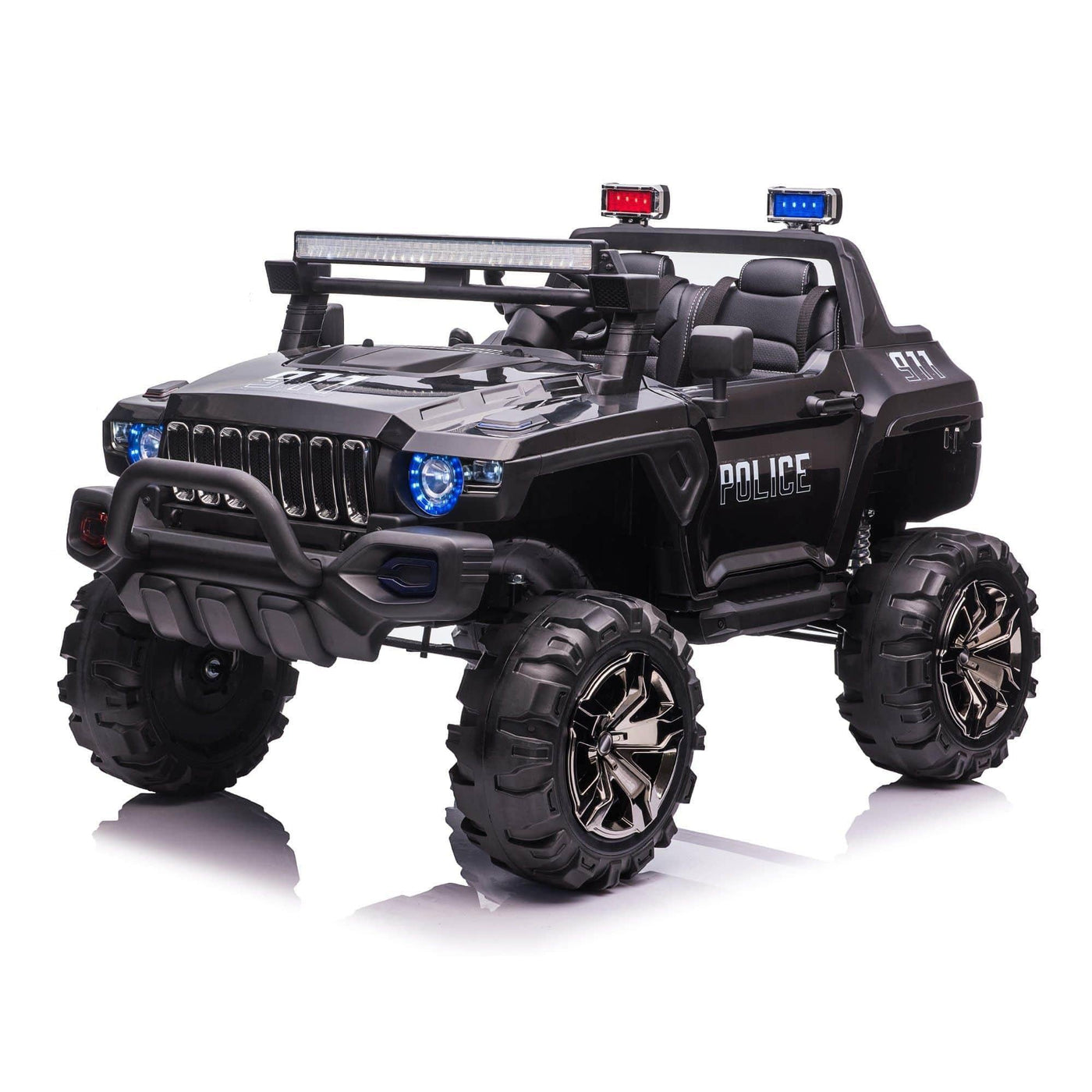 12V Police Truck Ride on 2 Seater with Parental Remote Control for 3-8 Years - Dti Direct USA