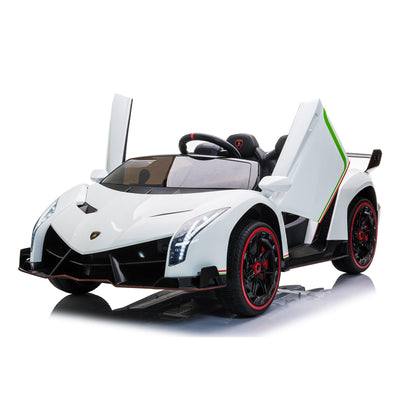 24v ride on 4x4 White Lamborghini Veneno 2 Seater Ride on with Parental Remote Control for 3-8 Years - Dti Direct USA