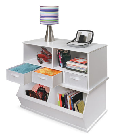 Stackable Shelf Storage Cubby with Three Baskets