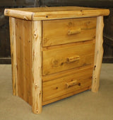 Rustic cedar 3 drawer wooden chest for bedroom storage and natural décor