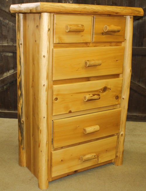 Alpine Hand Peeled Cedar Log 6 Drawer Chest