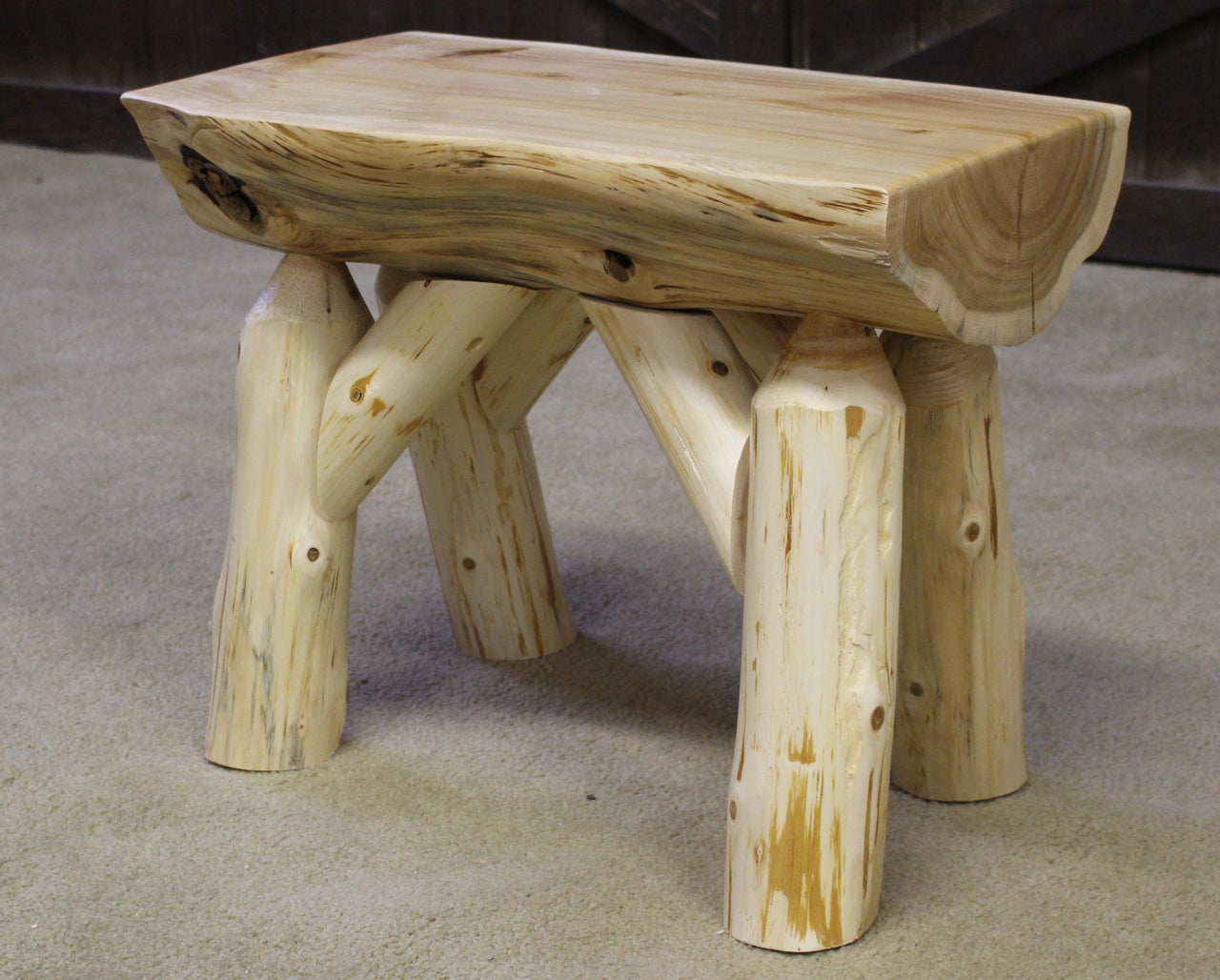 Cedar Hand Peeled Half Log Benches