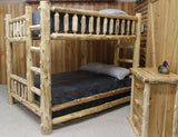 Hand-peeled cedar rustic log bunk bed in various sizes for cabin use.