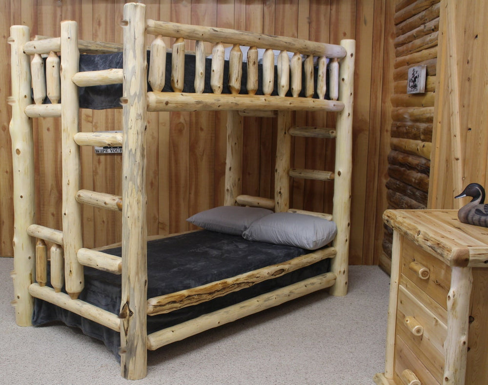 Cedar Hand-Peeled Log Bunk Bed (Multiple Sizes)