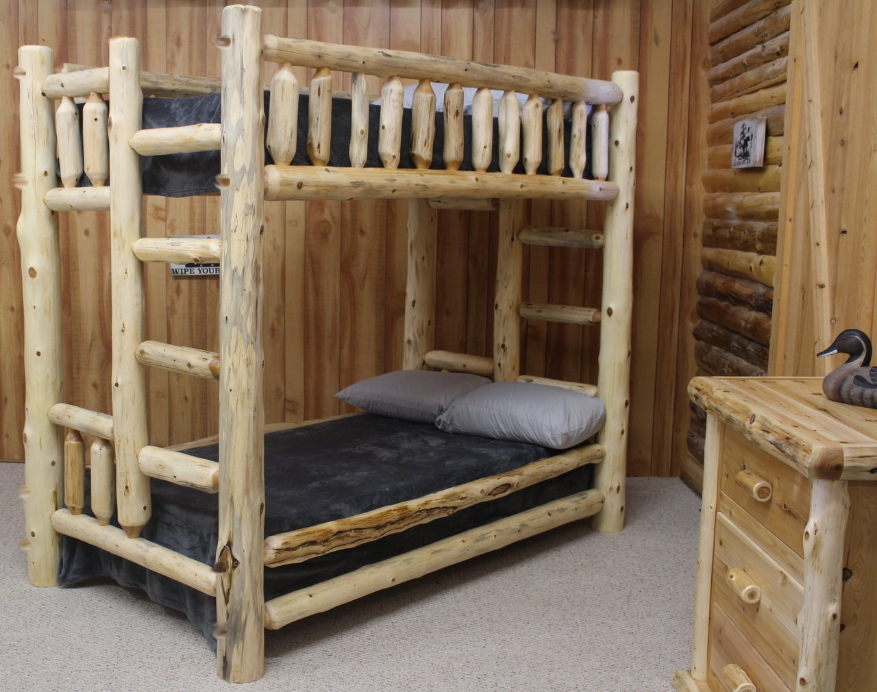 Cedar Hand-Peeled Log Bunk Bed (Multiple Sizes)