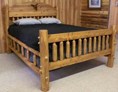 Cedar Hand Peeled Log Cut Out Bed