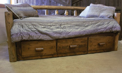 Cedar Hand Peeled Log Day Bed