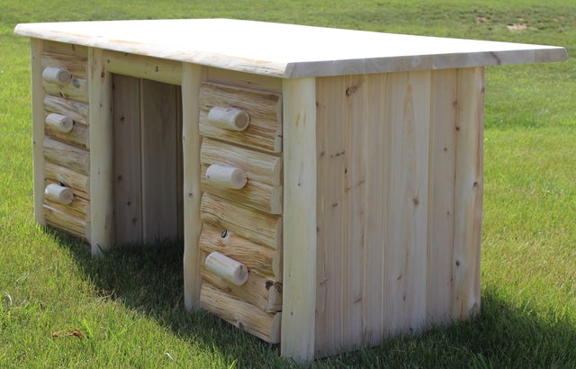 Cedar Hand Peeled Log Executive Desk
