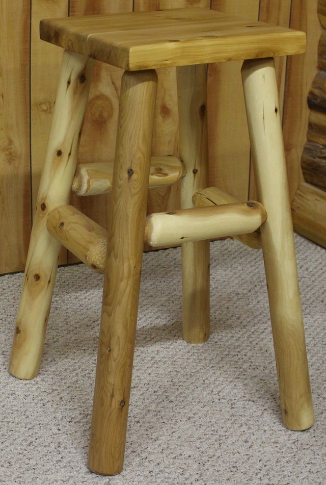 Cedar Log Flat Seat Stools