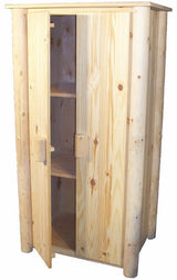 Rustic cedar 2 door drawer armoire cabinet for farmhouse-style storage.