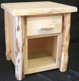 Frontier Hand Peeled Cedar Log 1 Drawer Open bottom Night Stand