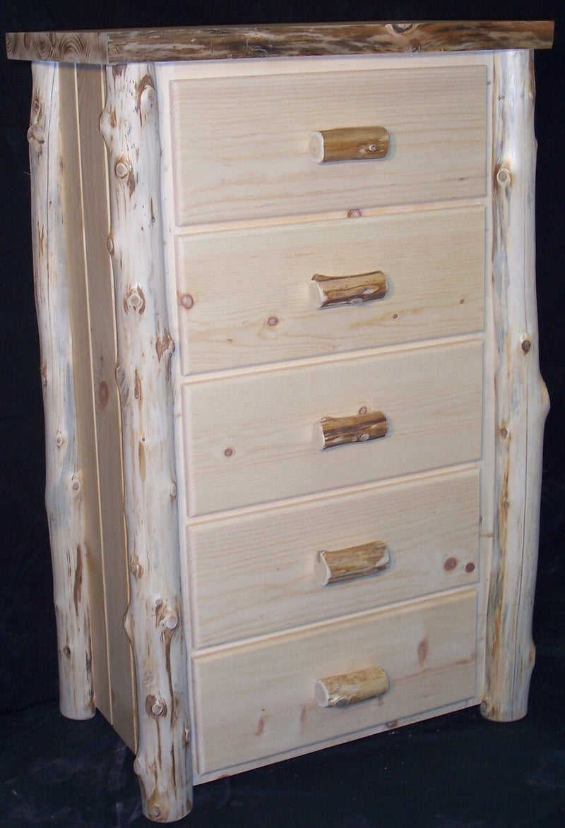 Frontier Hand Peeled Cedar Log 5 Drawer Chest