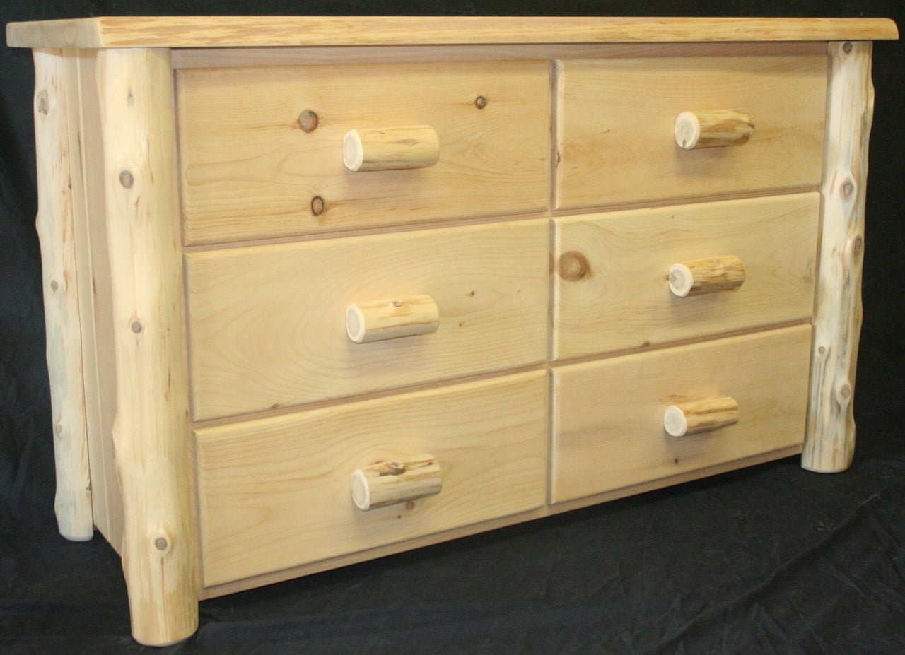 Frontier Hand Peeled Cedar Log 6 Drawer Dresser