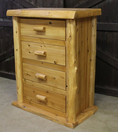 Grizzly Ridge Hand Peeled Log 4 Drawer Chest