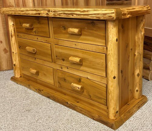 Grizzly Ridge Hand-Peeled Log 6 Drawer Dresser