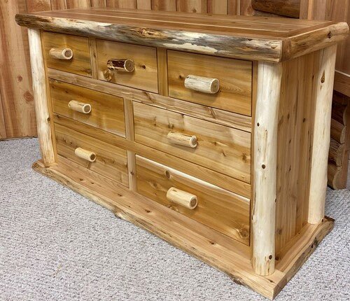 Grizzly Ridge Hand-Peeled Log 7 Drawer Dresser