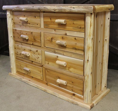 Grizzly Ridge Hand Peeled Log 8 Drawer Dresser