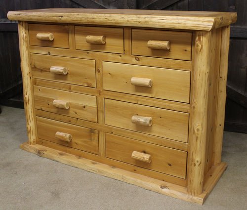 Grizzly Ridge Hand Peeled Log 9 Drawer Dresser