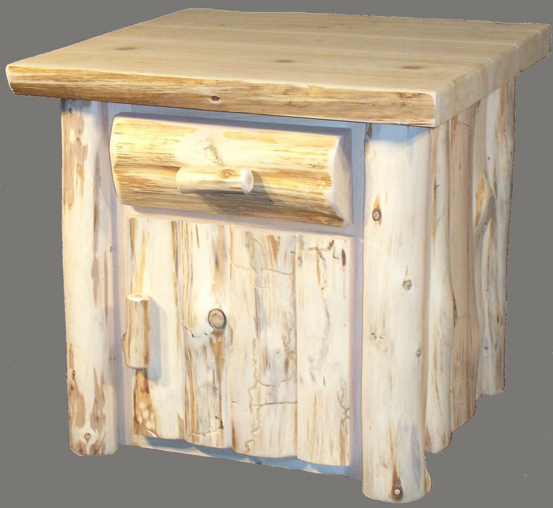 Hand Peeled Cedar Log 1 Drawer 1 Door Night Stand