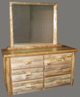 Rustic wood 6 drawer dresser made from hand peeled cedar for bedroom storage