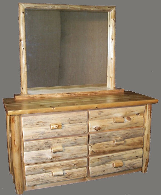 Hand Peeled Cedar Log 6 Drawer Dresser