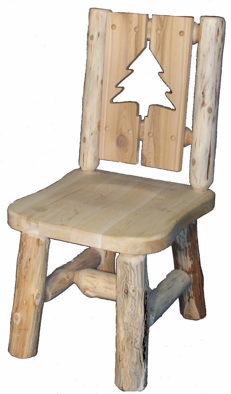 Hand Peeled Cedar Log Chairs 2 Panel Cut-Out