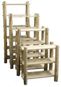 Hand Peeled Cedar Log Open Bookcases