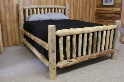 Hand Peeled Cedar Small Spindle Log Bed