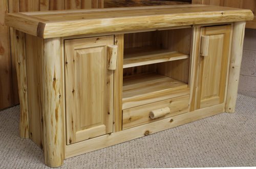 Hand Peeled Cedar Widescreen Entertainment Center