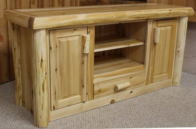 Hand Peeled Cedar Widescreen Entertainment Center