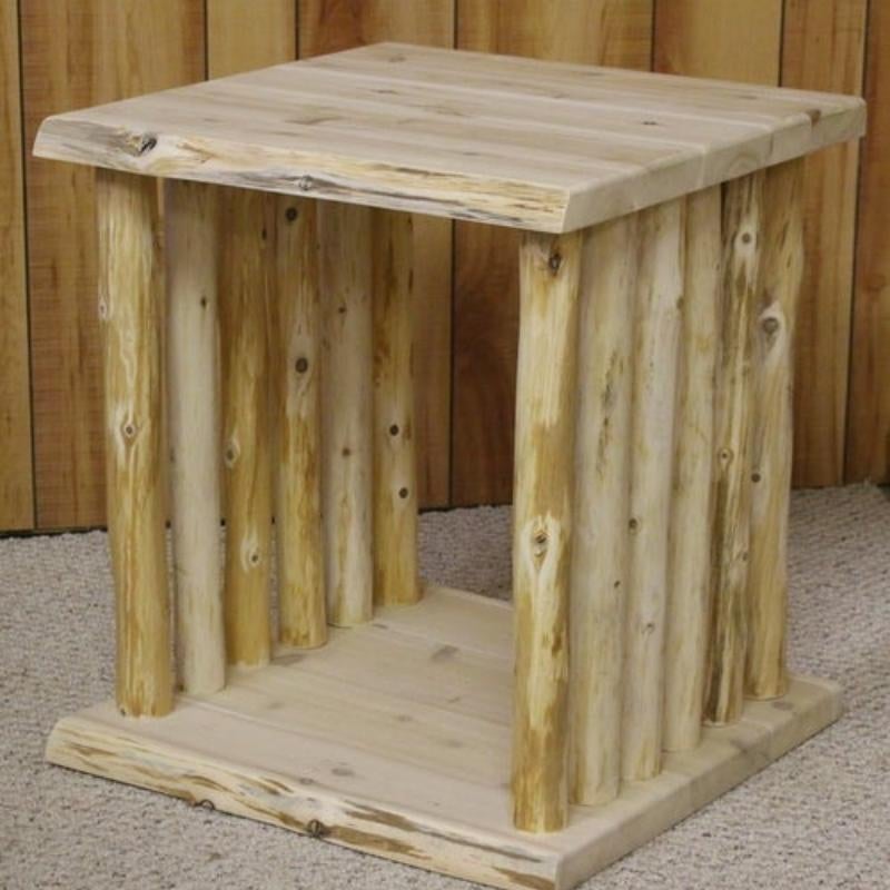 Rustic Valley Hand Peeled Cedar End Table