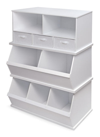 Stackable Shelf Storage Cubby with Three Baskets