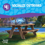 Jack & June adult rectangular wooden picnic table, sturdy outdoor dining table made of natural wood, perfect for patios, gardens, and backyard gatherings