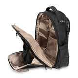 JuJuBe Be Right Back backpack in Black Catwalk print featuring sleek black design, gold hardware, and ergonomic straps for stylish hands-free parenting